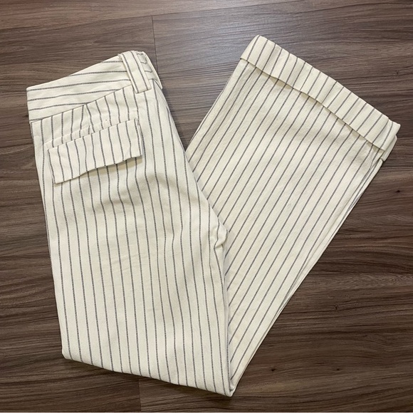 Banana Republic White & Navy Striped Cuffed Trousers/Dress Pants - Picture 3 of 8